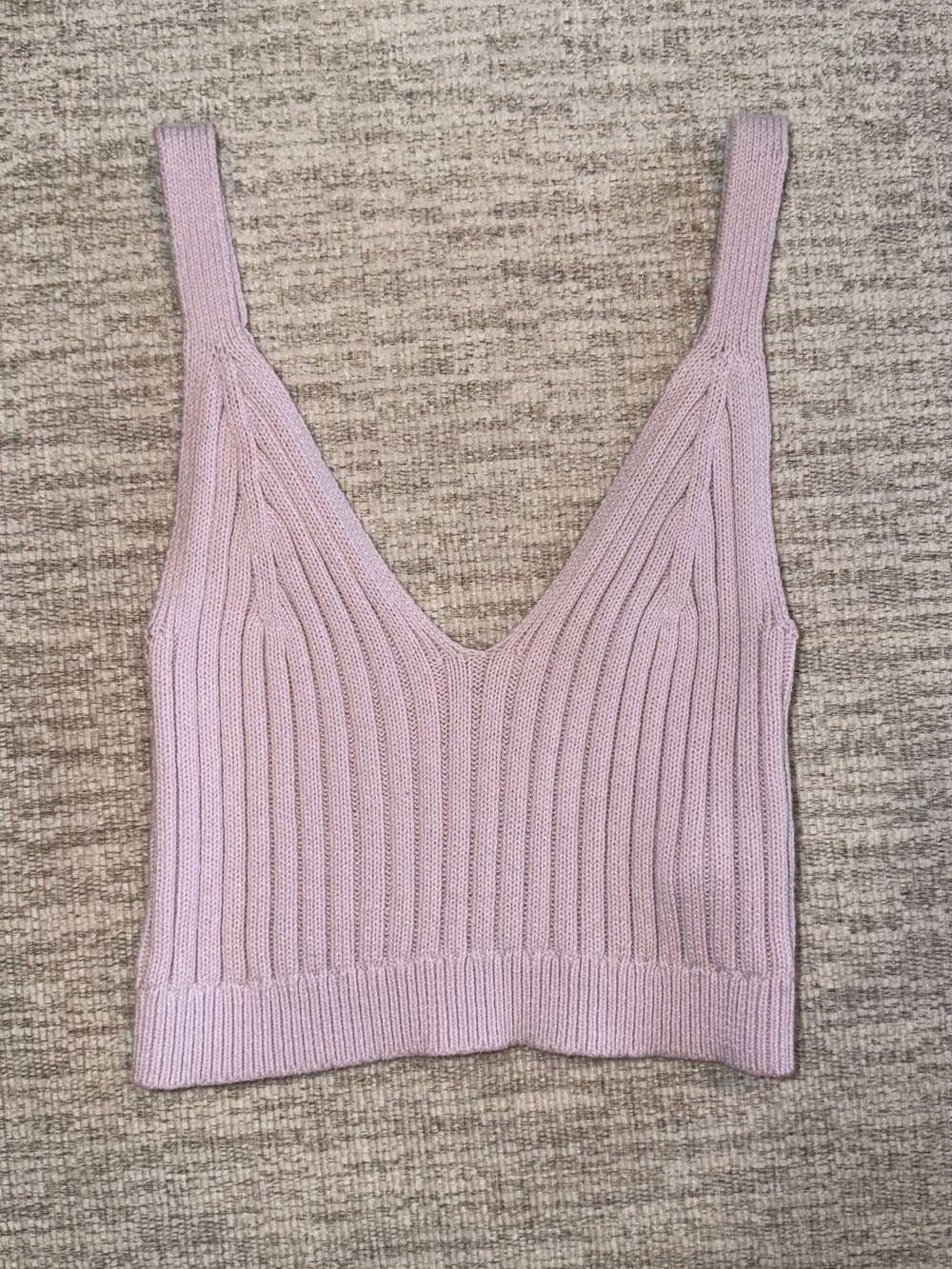 aerie Ribbed V-Neck Cropped Tank Top - Lavender